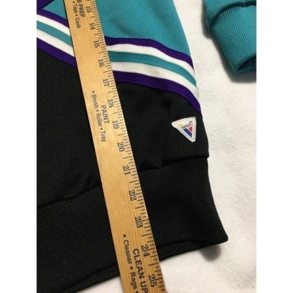 Varsity Spirit Fashions Track Jacket Black Teal Purple Stripe Zip Up Made in USA - Picture 5 of 10